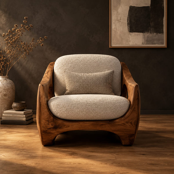 Sculpted Accent Chair With Circular Side Cutouts