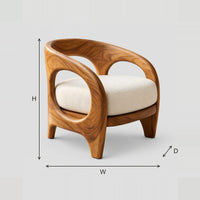 Sculpted Barrel Chair With Open Oval Side Cutouts dimension diagram with width, height and depth