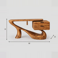 Sculpted Bathroom Vanity With Flowing Base And Two Drawers dimension diagram with width, height and depth