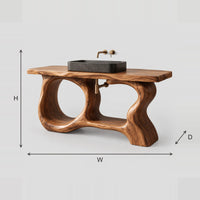 Sculpted Bathroom Vanity With Freeform Slab Top And Open Loop Base dimension diagram with width, height and depth