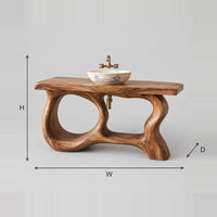 Sculpted Bathroom Vanity With Looping Open Base And Slab Top dimension diagram with width, height and depth