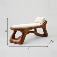 Sculpted Bench With A Cushioned Seat And Open Loop Legs dimension diagram with width, height and depth