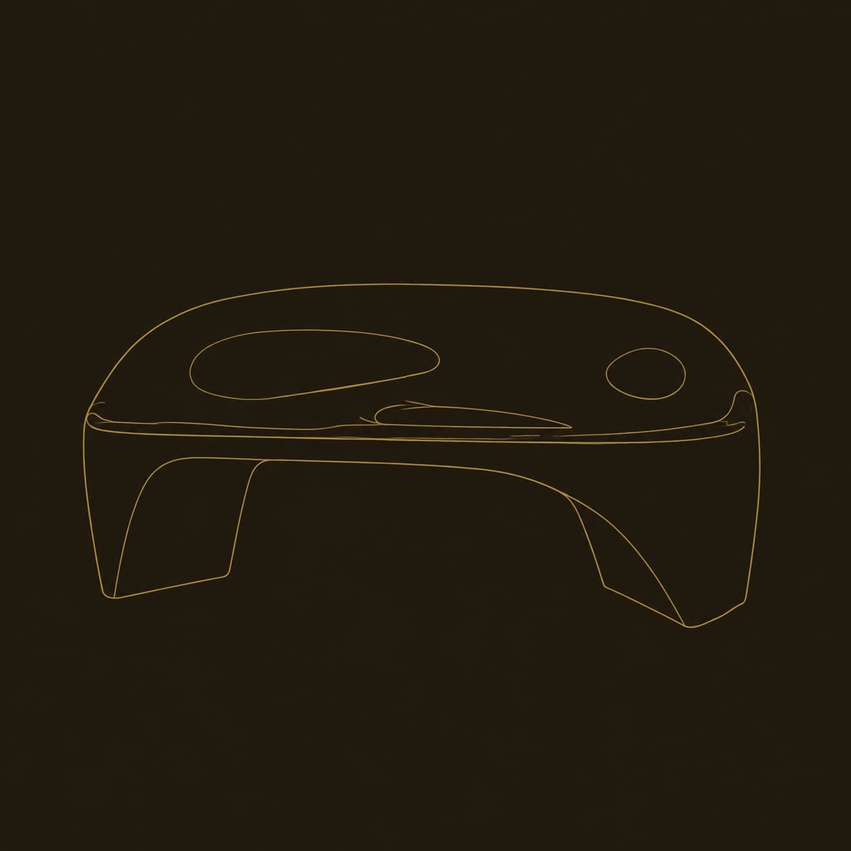 Sculpted Bench With Cutout Back, Swept Side Legs dimension diagram