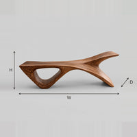 Sculpted Bench With Triangular Open Leg And Swept Tapered End dimension diagram with width, height and depth