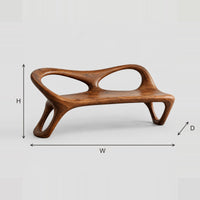 Sculpted Bench With Twin Oval Back Openings And Looped Legs dimension diagram with width, height and depth