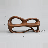 Sculpted Bench With Two Oval Openings In The Back dimension diagram with width, height and depth