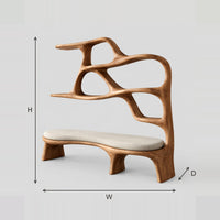 Sculpted Bookshelf With Integrated Bench Seat And Open Shelves dimension diagram with width, height and depth