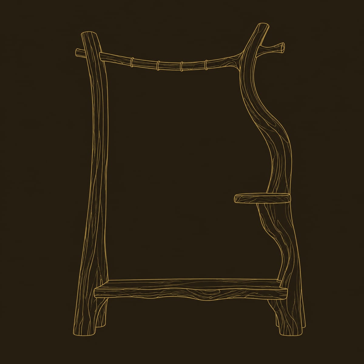 Sculpted Branch Open Wardrobe, Hanging Rail, Two Shelves dimension diagram