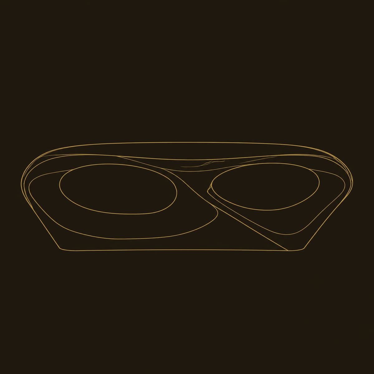 Sculpted Coffee Table With Twin Oval Openings Through The Body dimension diagram