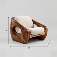 Sculpted Cushioned Lounge Chair Circular Side Opening dimension diagram with width, height and depth