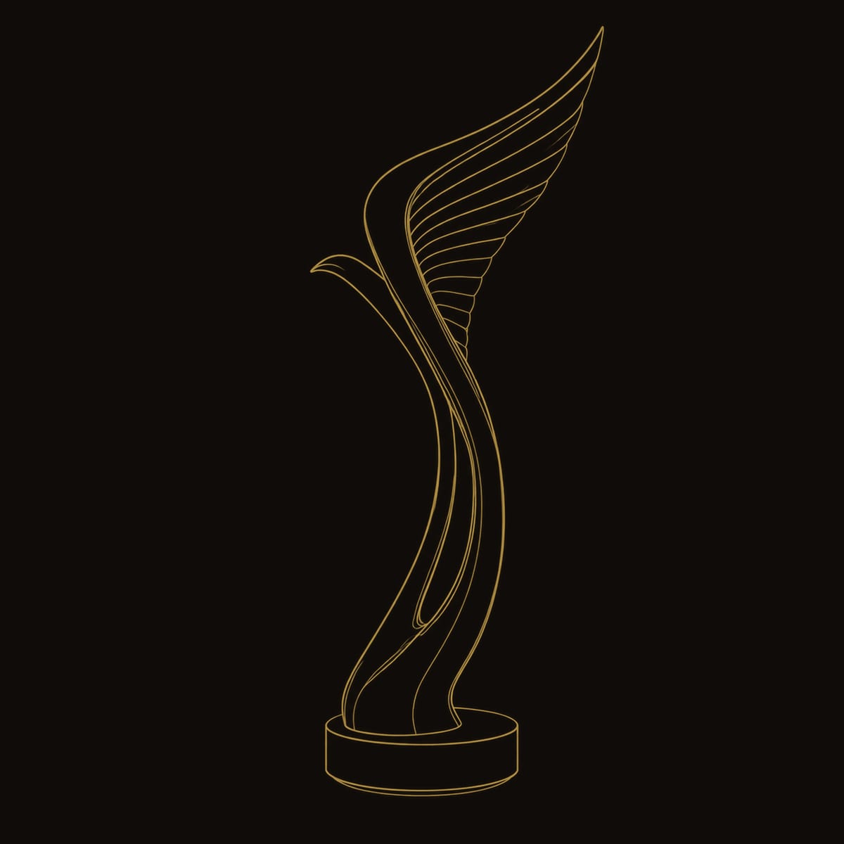 Sculpted Feather Wing Floor Lamp With A Ribbed Glowing Blade dimension diagram