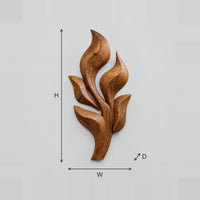 Sculpted Leaf Cluster Wall Art In Layered Wood dimension diagram with width and height