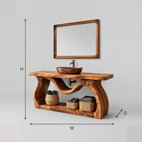 Sculpted Leg Bathroom Vanity With Wavy Arch, Lower Shelf dimension diagram with width, height and depth