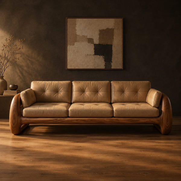 Sculpted Loop Arm Sofa With Tufted Seat And Back Cushions