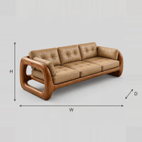 Sculpted Loop Arm Sofa With Tufted Seat And Back Cushions dimension diagram with width, height and depth
