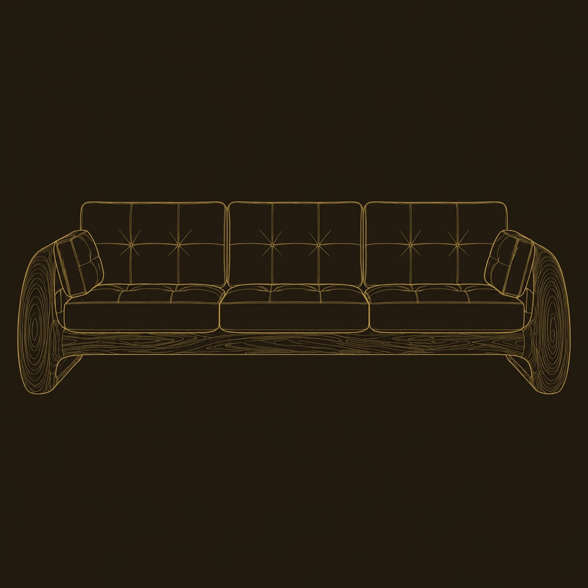 Sculpted Loop Arm Sofa With Tufted Seat And Back Cushions dimension diagram