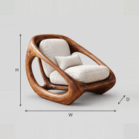 Sculpted Loop Frame Lounge Chair With Wide Open Side Cutouts dimension diagram with width, height and depth