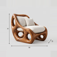 Sculpted Lounge Chair With Circular Side Cutouts dimension diagram with width, height and depth