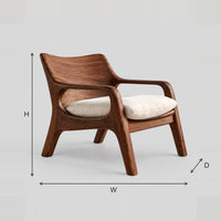 Sculpted Lounge Chair With Looped Arms, Angled Legs dimension diagram with width, height and depth
