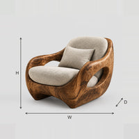 Sculpted Lounge Chair With Open Oval Side Cutouts dimension diagram with width, height and depth