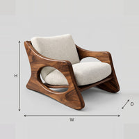 Sculpted Lounge Chair With Oval Cutout Sides And Sled Base dimension diagram with width, height and depth