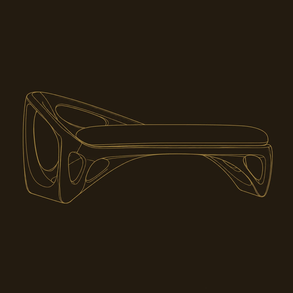 Sculpted Open Frame Bench With Cushioned Seat And Raised End dimension diagram