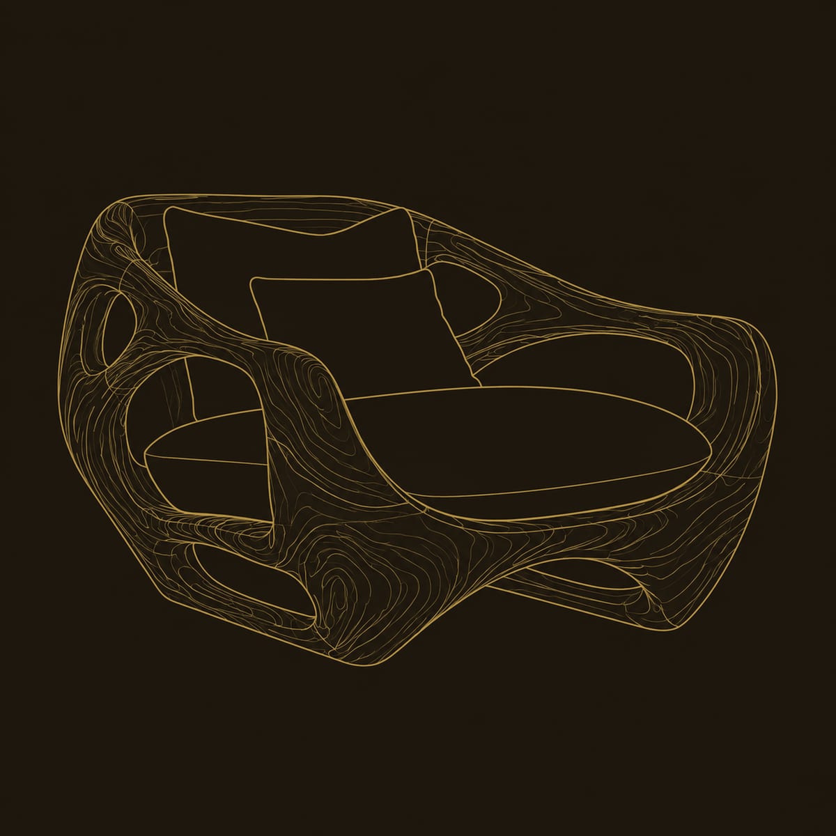 Sculpted Open Frame Lounge Chair With Hollowed Sides dimension diagram