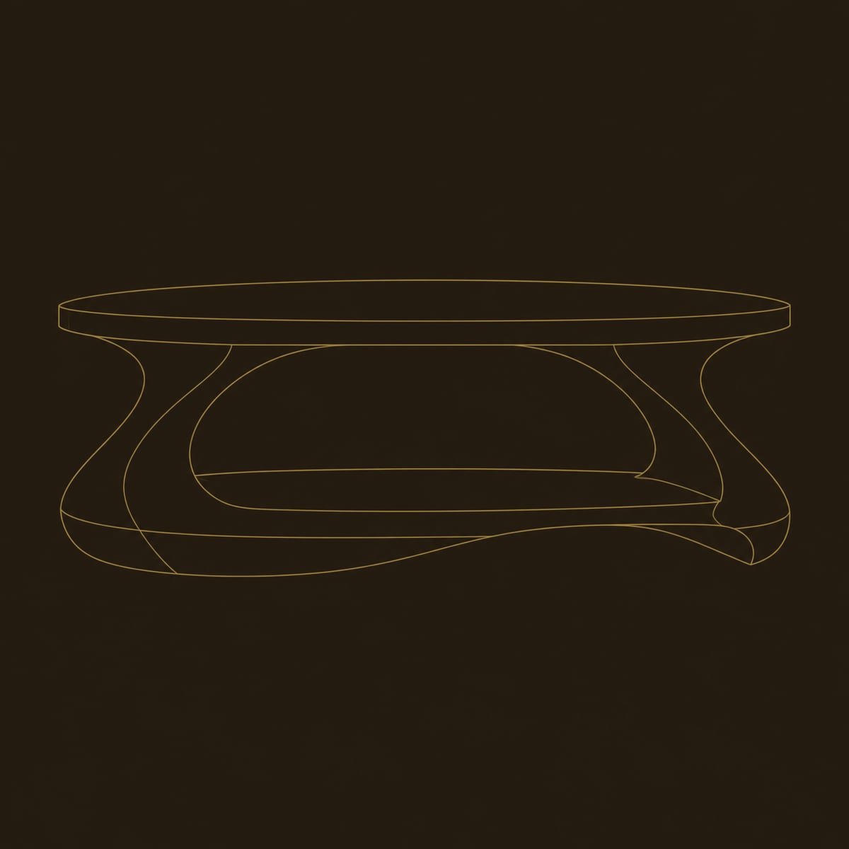 Sculpted Pebble Base Coffee Table With Lower Shelf dimension diagram