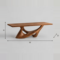 Sculpted Pedestal Dining Table With Branching Root Style Base dimension diagram with width, height and depth