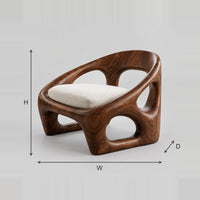Sculpted Shell Lounge Chair With Oval Cutouts dimension diagram with width, height and depth