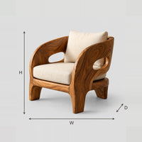 Sculpted Swirl Grain Chair With Open Oval Side Cutouts dimension diagram with width, height and depth