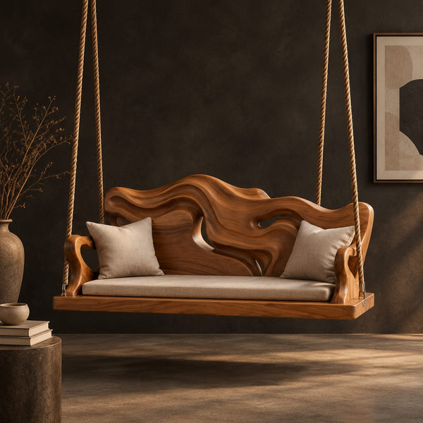 Sculpted Wave Back Swing With Flowing Carved Arms
