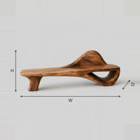 Sculpted Wave Bench With Raised Rest And Open Loop Base dimension diagram with width, height and depth