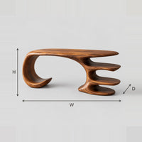 Sculpted Wave Desk With Curl Leg And Stacked Shelf Tiers dimension diagram with width, height and depth