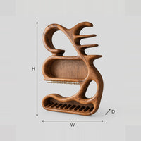 Sculpted Wine Rack With Looping Frame, Glass Rail And Bottle Arms dimension diagram with width, height and depth