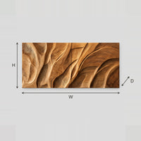 Sculpted Wood Wall Art With Flowing Ridge Relief dimension diagram with width and height