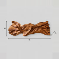Sculpted Wood Wall Art With Layered Flowing Folds dimension diagram with width and height