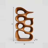 Sculptural Bookshelf With Stacked Open Cells And Pointed Top dimension diagram with width, height and depth