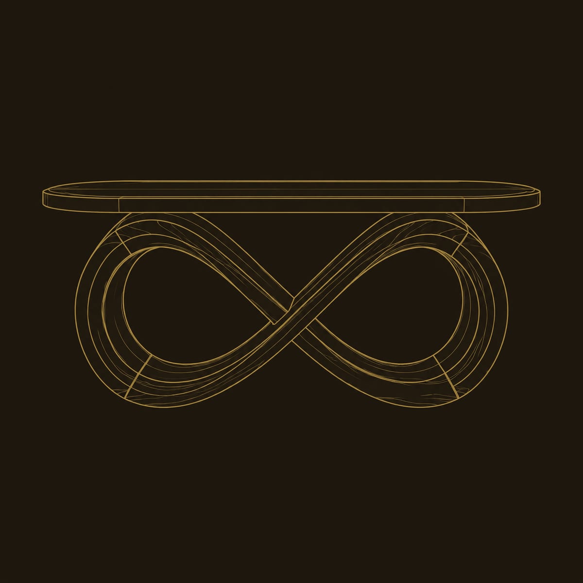 Sculptural Infinity Loop Desk with Rounded Top dimension diagram