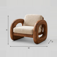 Sculptural Lounge Chair with Closed Loop Side Frames dimension diagram with width, height and depth