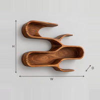 Sculptural Wall Shelf With Three Winding Open Tiers dimension diagram with width, height and depth