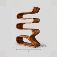 Serpentine Ribbon Bookshelf With Folded Wooden Shelves dimension diagram with width, height and depth