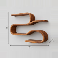 Serpentine Shelves With Three Flat Levels And Looped Bends dimension diagram with width, height and depth