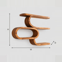 Serpentine Wall Shelf With Open Oval Loop Frame dimension diagram with width, height and depth