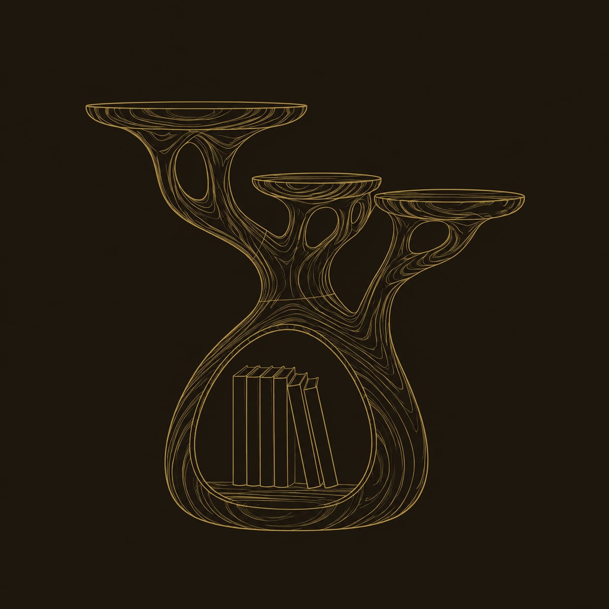 Side Table With Three Tiered Tops And A Hollow Teardrop Base dimension diagram
