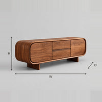 Sideboard With Soft Oval Ends And Four Panel Front dimension diagram with width, height and depth