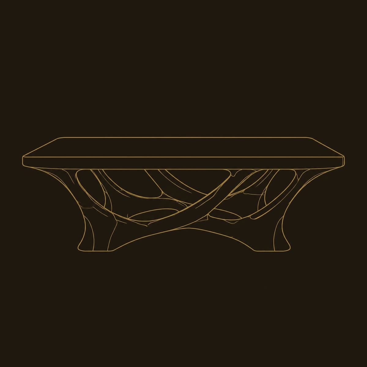 Slab Top Coffee Table On A Branching Root Style Base dimension diagram