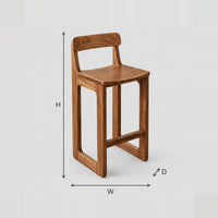 Sled Leg Bar Stool With Low Back And Scooped Seat dimension diagram with width, height and depth