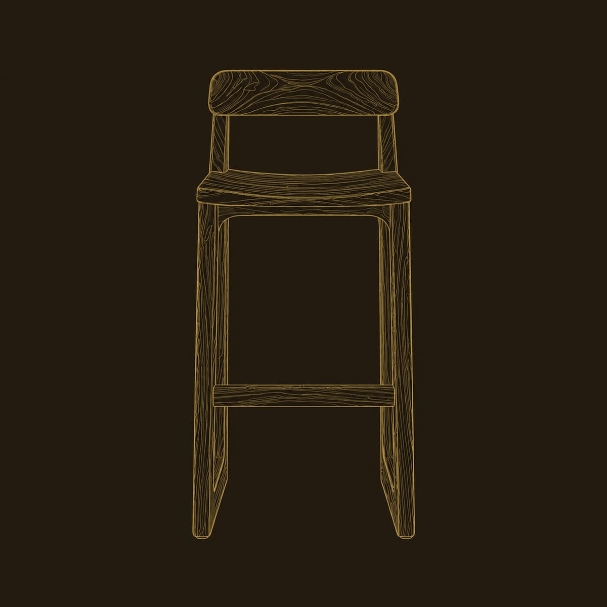 Sled Leg Bar Stool With Low Back And Scooped Seat dimension diagram