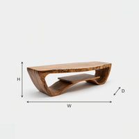 Sled Side Coffee Table with a Floating Lower Shelf dimension diagram with height, width and depth